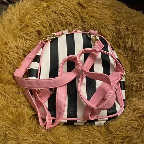 NWOT BETSEY JOHNSON mini flowered stripped convertible backpack - Picture 5 of 8
